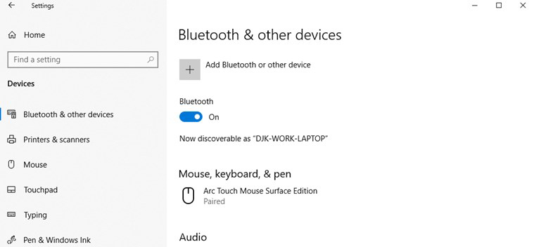 Select settings, and then add a Bluetooth or other device
