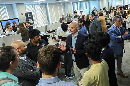 Purdue faculty, staff and students gathered Monday (Sept. 22) for the opening of the new Spatial Computing Hub.
