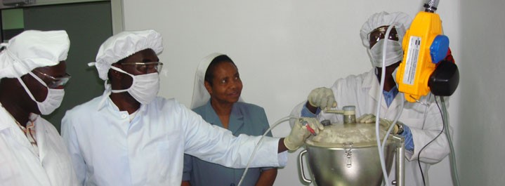 Group of students running an experiment