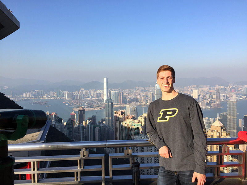 Standing amongst skyscrapers