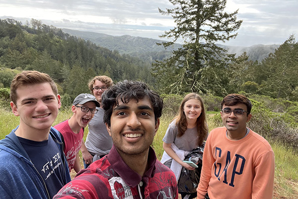 Group of students outside hiking