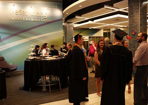 Peter Wang Student Excellence Center sign