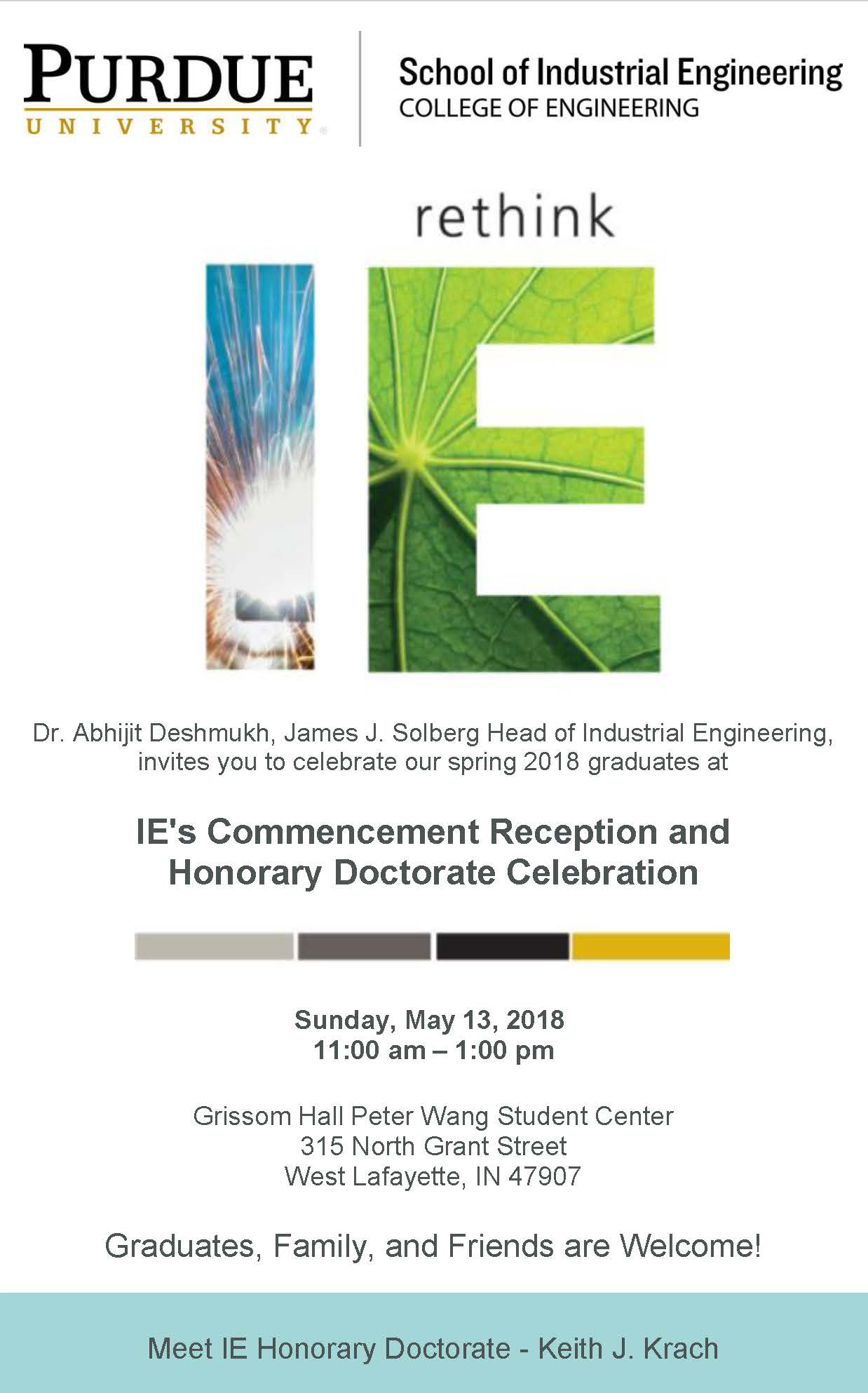 Fllyer for 2018 Spring IE Commencement Reception