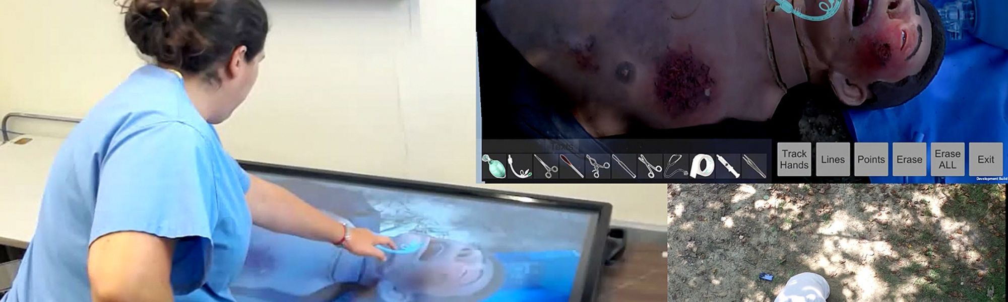 A healthcare professional providing remote assistance via touchscreen
