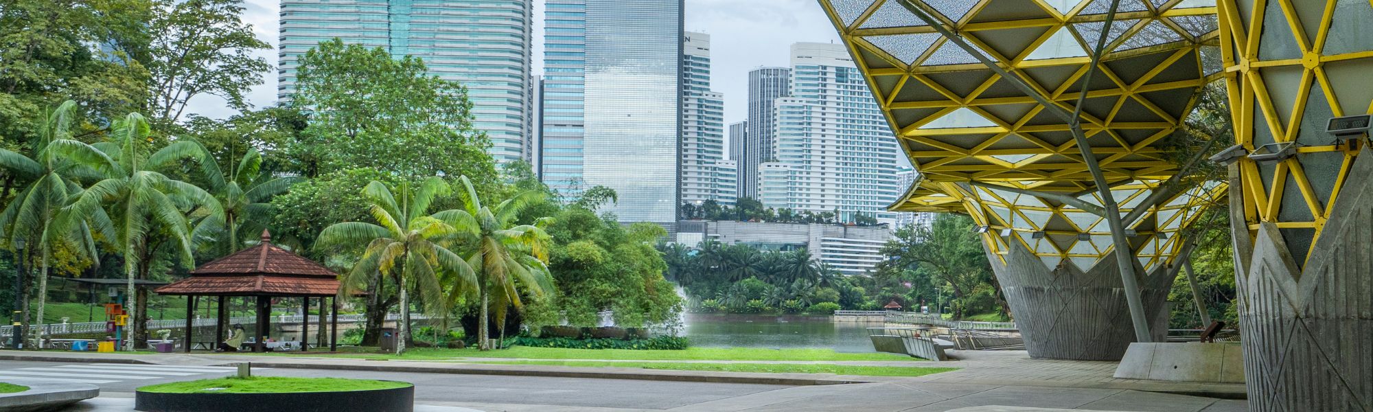 An urban area with green elements incorporated