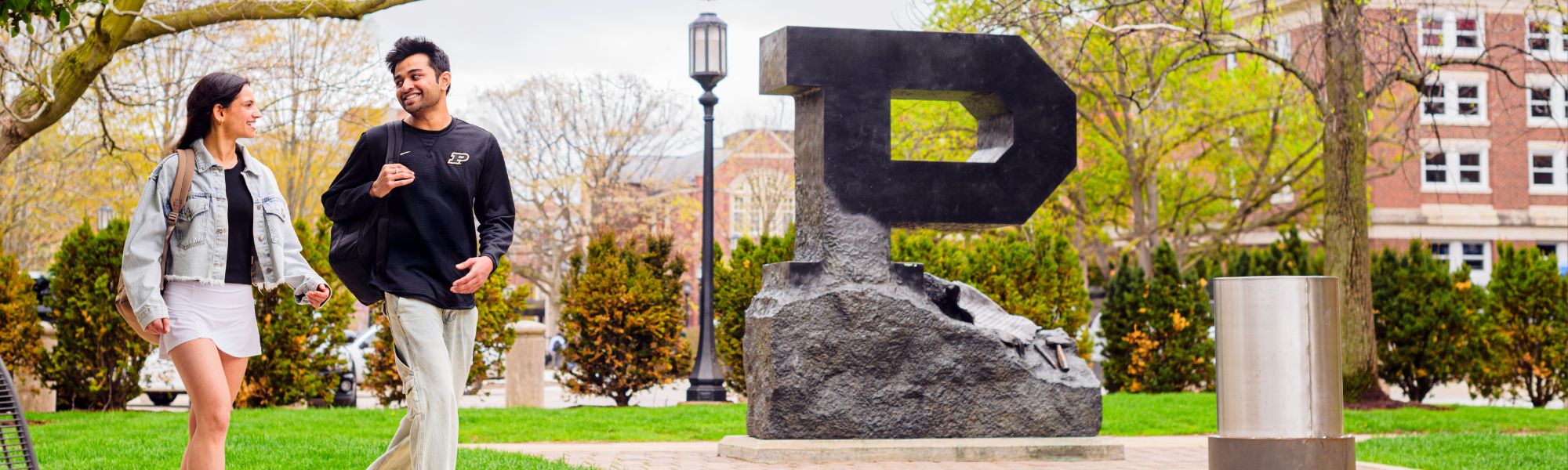 Purdue students walking on campus in West Lafayette