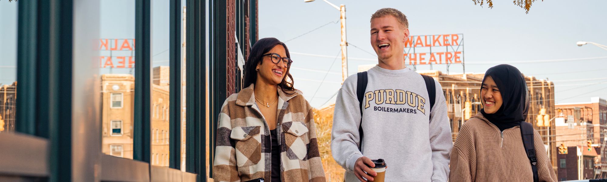 Purdue students walking on campus in West Lafayette