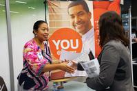 Photo of IE Career Fair - Kroger rep shaking hands