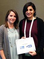 Photo of Sara Shashaani receiving 2016 INFORMS WSC Best Paper Award 