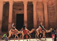 Photo of Purdue IEs riding camels at Petra