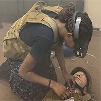 Simulation of soldier using VR to perform medical procedure