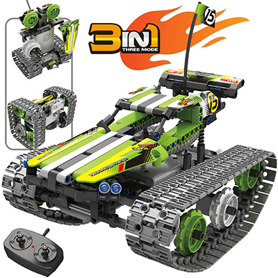 3 in 1 Remote Control Green Track Racer Building Set