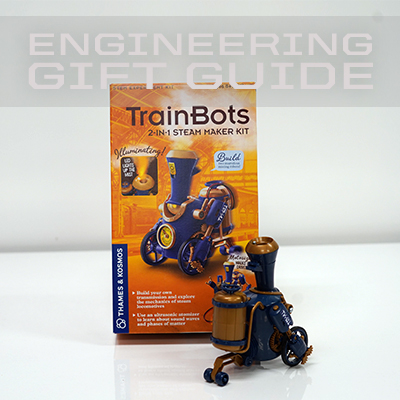 Thames & Kosmos' TrainBots: 2-in-1 Steam Maker Kit promotes problem-solving, creativity, and applying science knowledge.