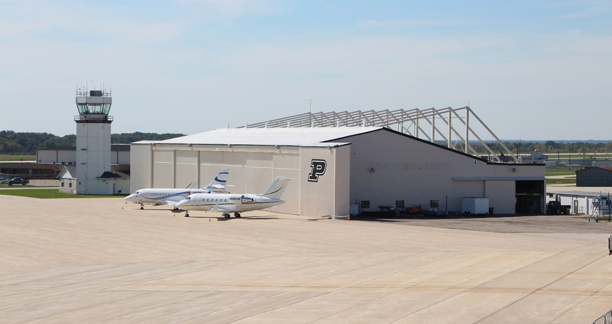 Outside the Purdue Airplane Hanger UAS Testbed