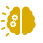 Icon representing a brain with tiny gears inside