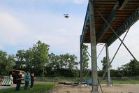 Hunter Buxton (USU), Leslie Campbell (Purdue) and Sattar Dorafshan (USU) flying UAV getting a different look at bridge girder specimens