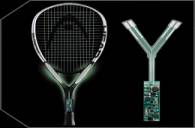 Electronic chip system located in the racquet handle