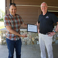 student receiving award