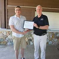 student receiving award
