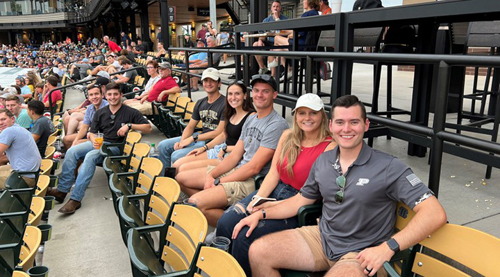 Purdue students in Aviators' stadium