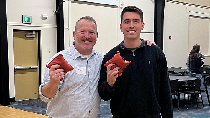 Cornhole Competition - 1st Place: Travis Stoutenborough (Executive Director of Development, Purdue Military and National Security Ecosystem) and Mikal Willeke