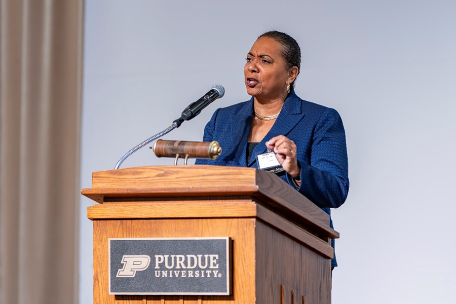 Angela Jenkins speaking during OPP Hall of Fame induction ceremony