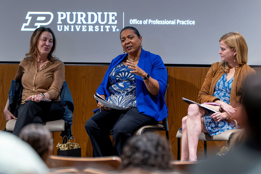 Angela Jenkins speaking on a panel during OPP Hall of Fame induction ceremony