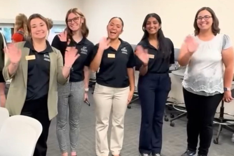 Rashmika Manipati photographed with other student ambassadors