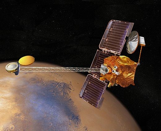 The Odyssey orbiter over Mars