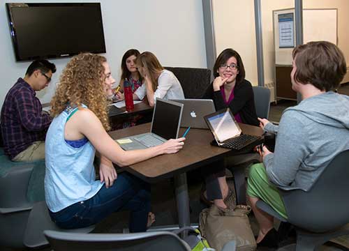 Students collaborating in Grissom Hall