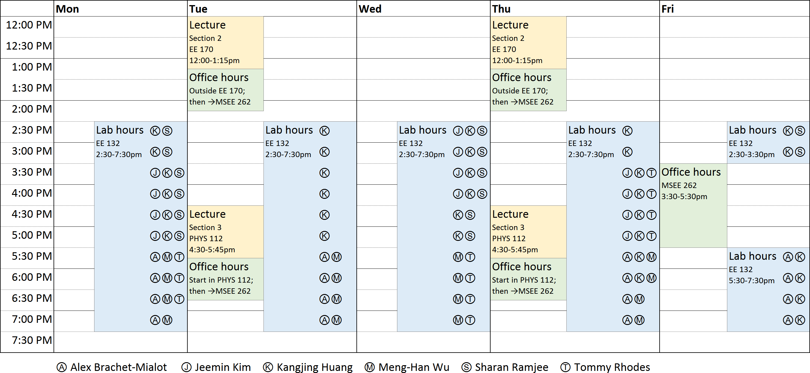 combined schedule