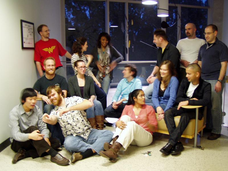 Also Fall 2013. Pictured: Masaki Kakoi, Cody Short, Chris Spreen, Ted Wahl, Lucia Capdevila, Tash Bosanac, Bonnie Prado Pino, Davide Guzzetti, Ash Das, Wayne Schlei, Amanda Haapala, Jeff Stuart, Rohan Sood, and Chris Geisel.
