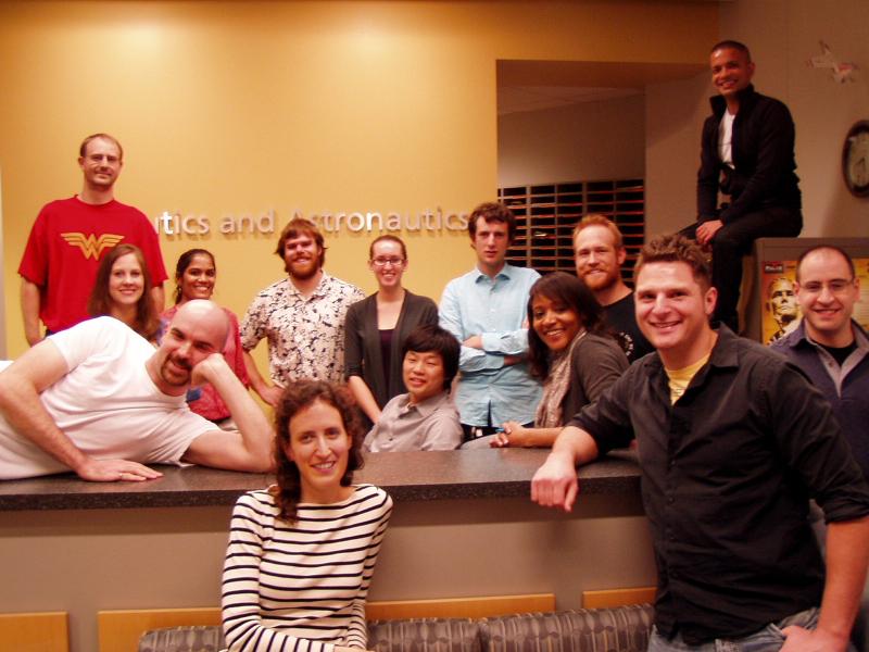 Prof. Howell's research group near the end of Fall Semester 2013. Pictured: Cody Short, Amanda Haapala, Ash Das, Jeff Stuart, Ted Wahl, Lucia Capdevila, Tash Bosanac, Masaki Kakoi, Davide Guzzetti, Bonnie Prado Pino, Chris Spreen, Wayne Schlei, Rohan Sood, and Chris Geisel.