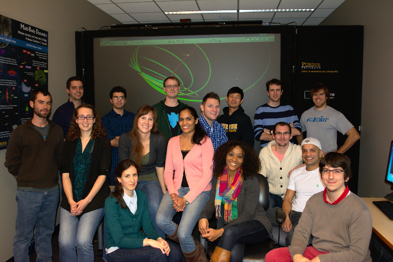 Prof. Howell's research group near the end of Fall Semester 2014. Pictured: Andrew Cox, Alex van Anderlecht, Tash Bosanac, Kia Tajdaran, Lucia Capdevila, Amanda Haapala, Cody Short, Ash Das, Wayne Schlei, Masaki Kakoi, Bonnie Prado Pino, Davide Guzzetti, Loic Chappaz, Rohan Sood, Ted Wahl, and visiting scholar Andrea Colagrossi.