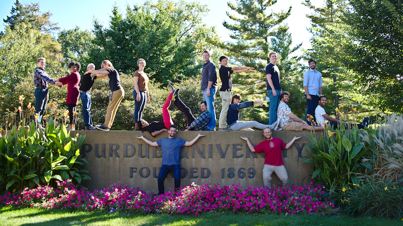 The research group spelling out letters, Fall 2016.