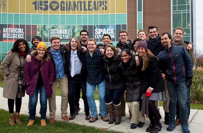 A candid shot of the research group, Fall 2018.