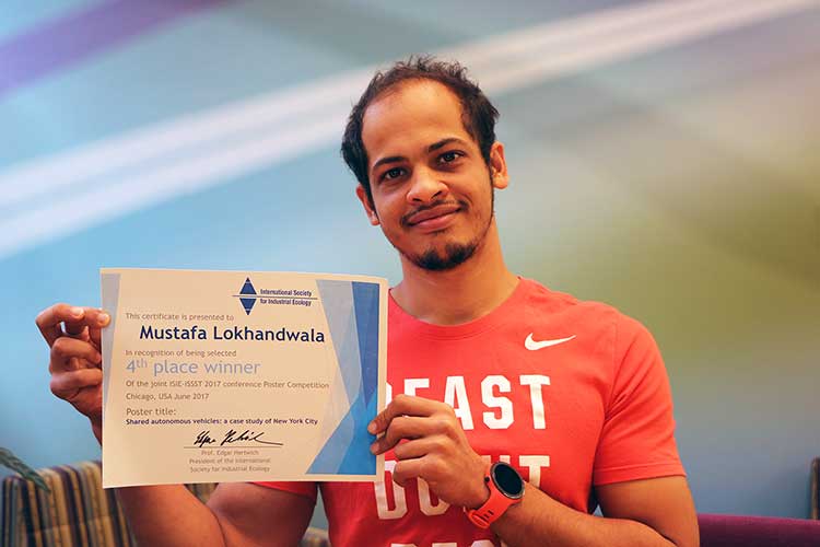 Photo of Mustafa Lokhandwala & 4th place certificate