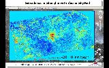 Red is -20mm/year, blue is not moving (stable). The area is 40 by 20 sq km.